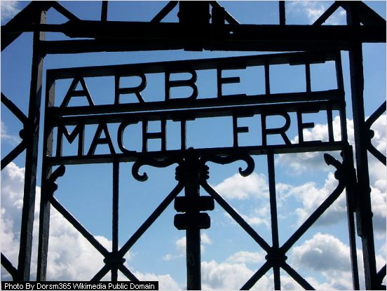 iron cast gate showing arbeit macht frei
