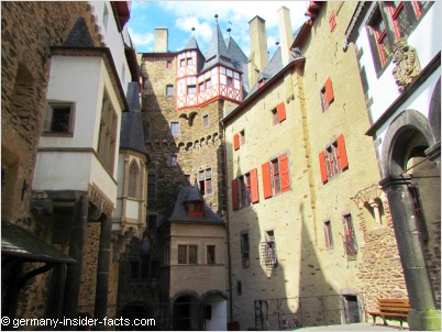 lower castle yard with towers and turrets