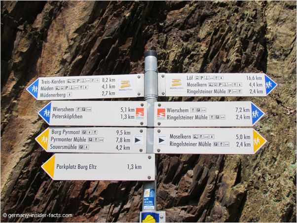 signposts at eltz castle