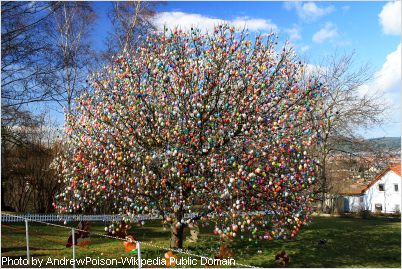 thousands of easter egg on a tree