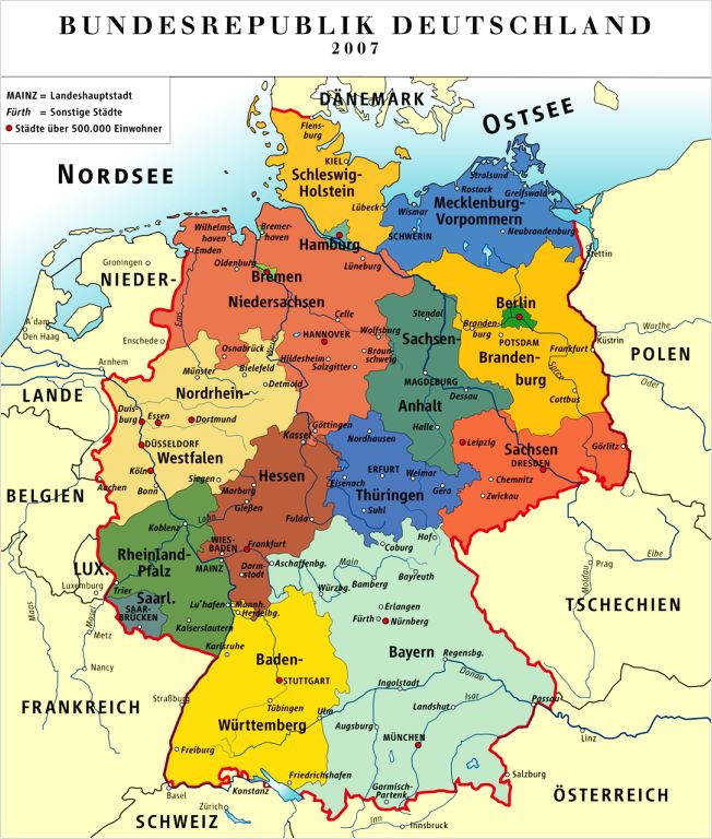 german states and capitals map