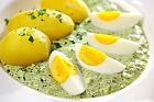 green sauce with potatoes and eggs