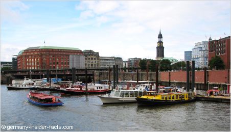 view of hamburg habour and the michel