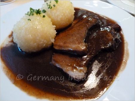 plate with dumplings and roast