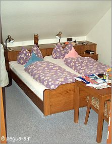 Typical German beds in a Gasthof