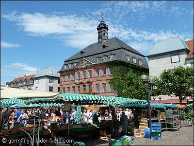 Market square and town hall in Hanau